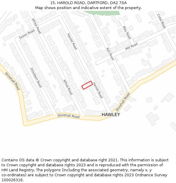 15, HAROLD ROAD, DARTFORD, DA2 7SA: Location map and indicative extent of plot