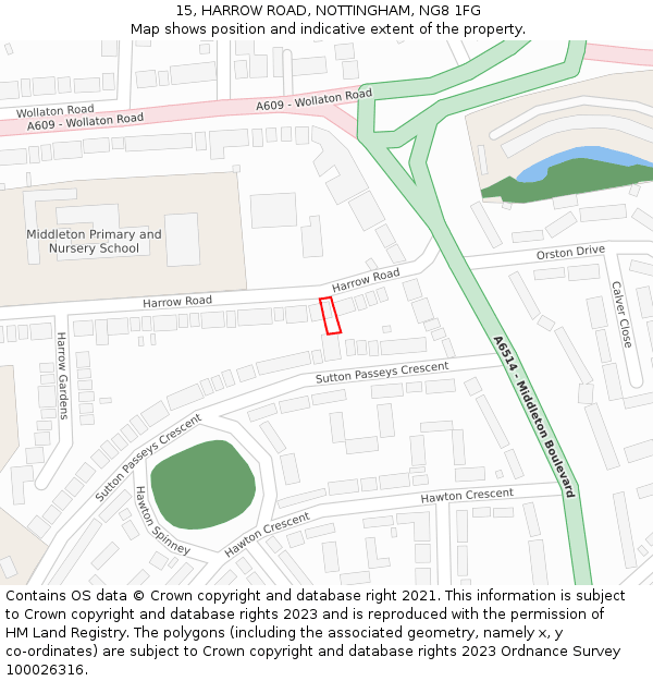 15, HARROW ROAD, NOTTINGHAM, NG8 1FG: Location map and indicative extent of plot