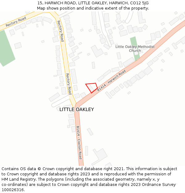 15, HARWICH ROAD, LITTLE OAKLEY, HARWICH, CO12 5JG: Location map and indicative extent of plot