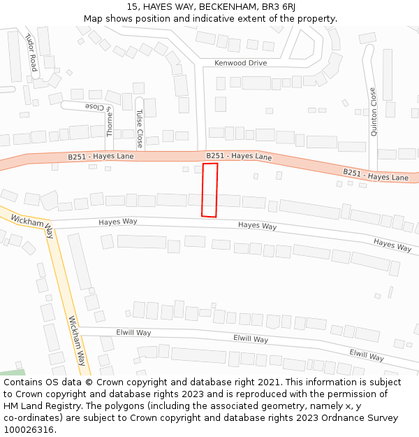 15, HAYES WAY, BECKENHAM, BR3 6RJ: Location map and indicative extent of plot