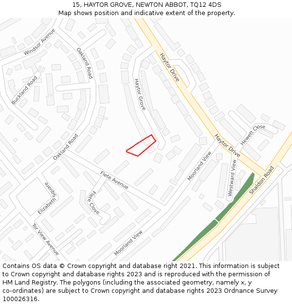 15, HAYTOR GROVE, NEWTON ABBOT, TQ12 4DS: Location map and indicative extent of plot