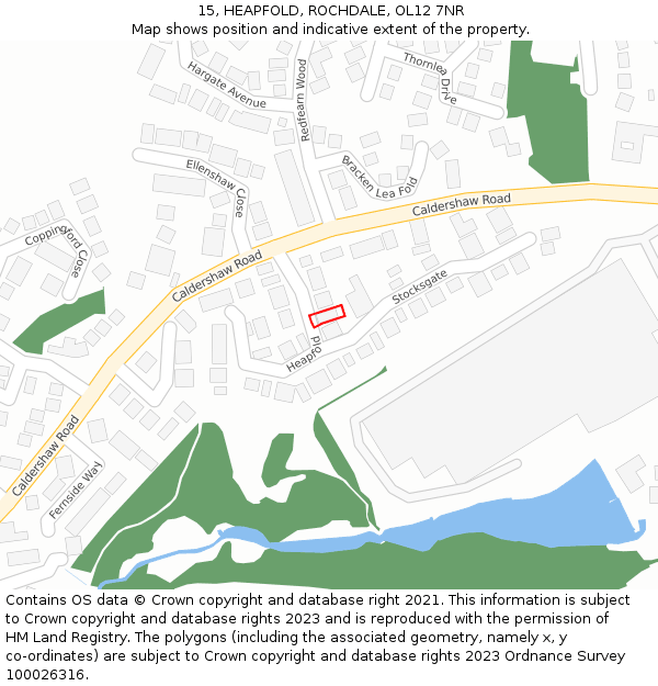 15, HEAPFOLD, ROCHDALE, OL12 7NR: Location map and indicative extent of plot