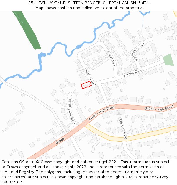 15, HEATH AVENUE, SUTTON BENGER, CHIPPENHAM, SN15 4TH: Location map and indicative extent of plot