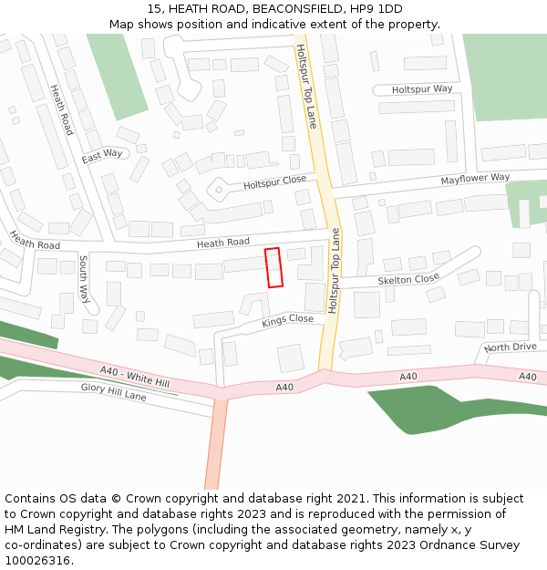 15, HEATH ROAD, BEACONSFIELD, HP9 1DD: Location map and indicative extent of plot