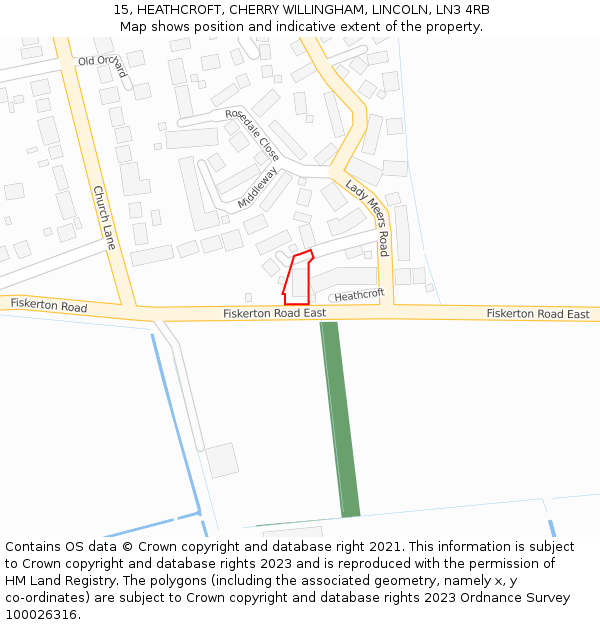 15, HEATHCROFT, CHERRY WILLINGHAM, LINCOLN, LN3 4RB: Location map and indicative extent of plot