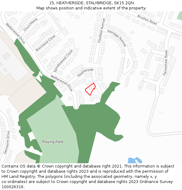 15, HEATHERSIDE, STALYBRIDGE, SK15 2QN: Location map and indicative extent of plot