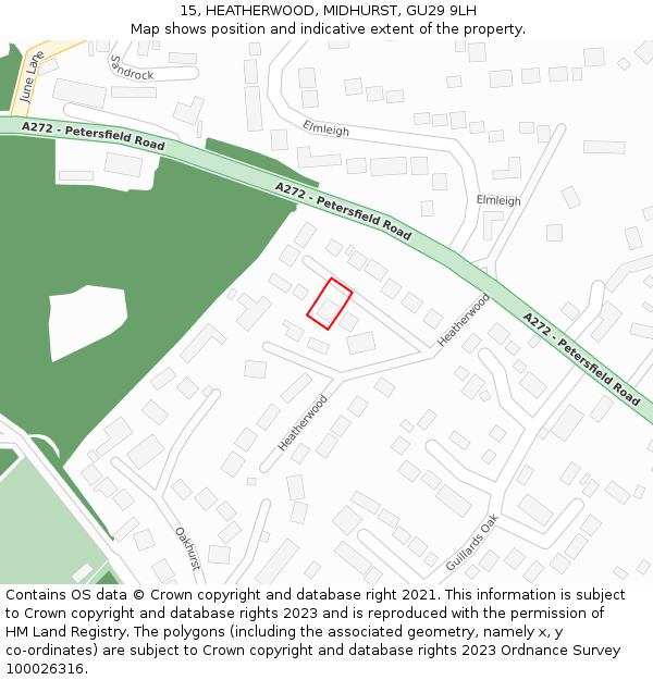15, HEATHERWOOD, MIDHURST, GU29 9LH: Location map and indicative extent of plot