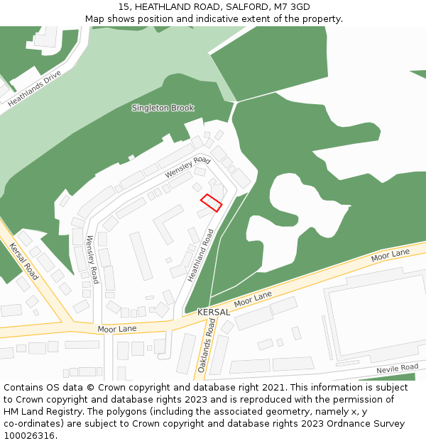 15, HEATHLAND ROAD, SALFORD, M7 3GD: Location map and indicative extent of plot