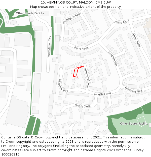 15, HEMMINGS COURT, MALDON, CM9 6UW: Location map and indicative extent of plot