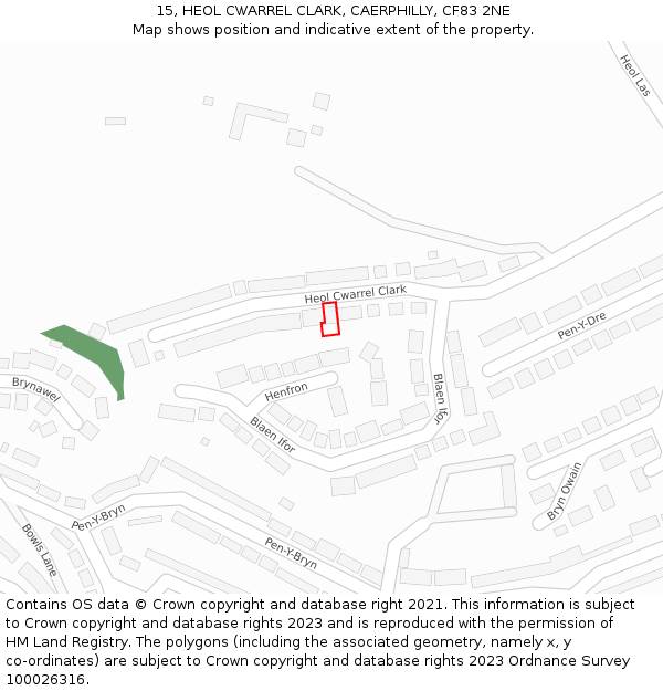 15, HEOL CWARREL CLARK, CAERPHILLY, CF83 2NE: Location map and indicative extent of plot