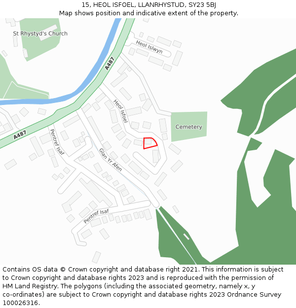 15, HEOL ISFOEL, LLANRHYSTUD, SY23 5BJ: Location map and indicative extent of plot