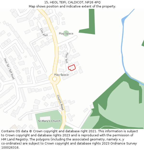 15, HEOL TEIFI, CALDICOT, NP26 4PQ: Location map and indicative extent of plot