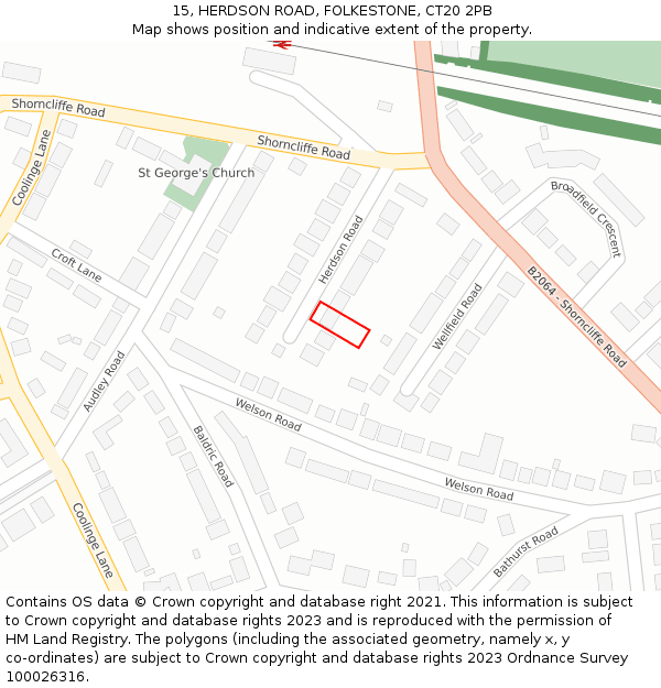 15, HERDSON ROAD, FOLKESTONE, CT20 2PB: Location map and indicative extent of plot