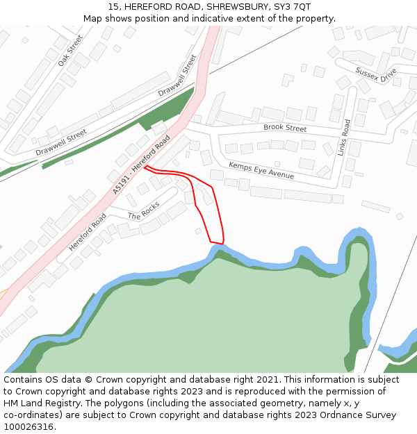 15, HEREFORD ROAD, SHREWSBURY, SY3 7QT: Location map and indicative extent of plot