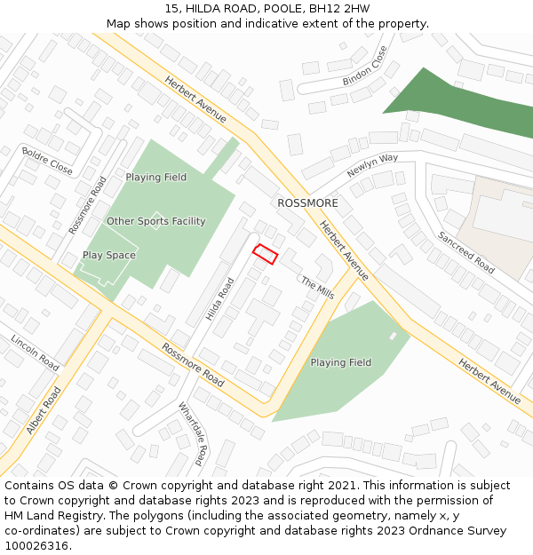 15, HILDA ROAD, POOLE, BH12 2HW: Location map and indicative extent of plot