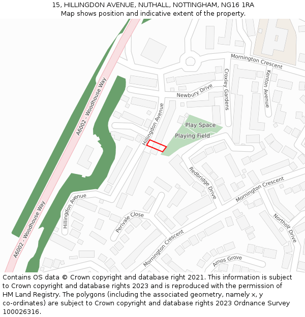 15, HILLINGDON AVENUE, NUTHALL, NOTTINGHAM, NG16 1RA: Location map and indicative extent of plot