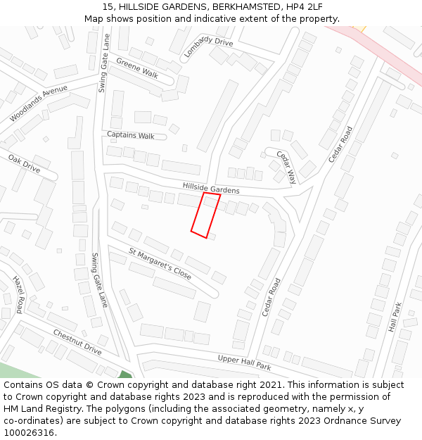 15, HILLSIDE GARDENS, BERKHAMSTED, HP4 2LF: Location map and indicative extent of plot