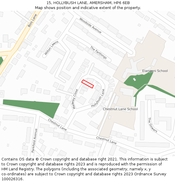 15, HOLLYBUSH LANE, AMERSHAM, HP6 6EB: Location map and indicative extent of plot