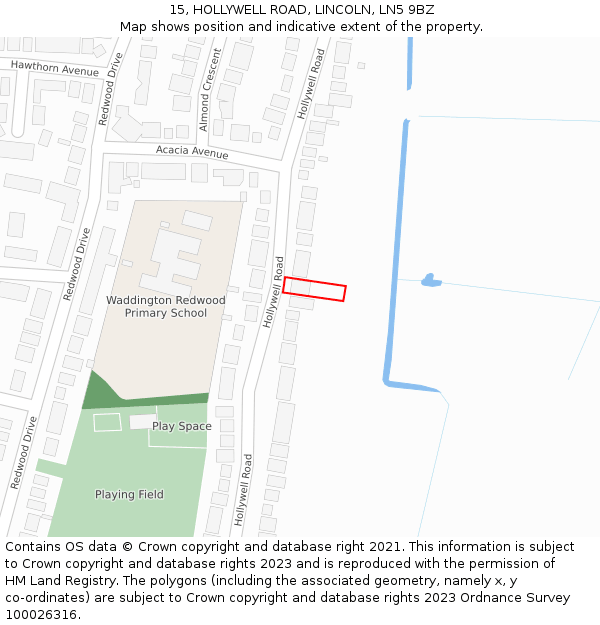 15, HOLLYWELL ROAD, LINCOLN, LN5 9BZ: Location map and indicative extent of plot