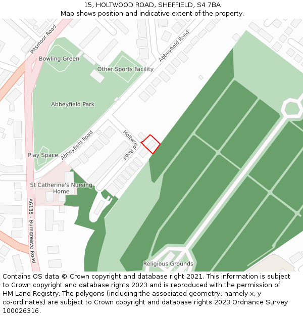 15, HOLTWOOD ROAD, SHEFFIELD, S4 7BA: Location map and indicative extent of plot