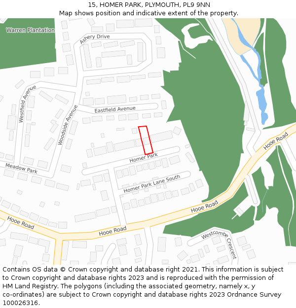 15, HOMER PARK, PLYMOUTH, PL9 9NN: Location map and indicative extent of plot