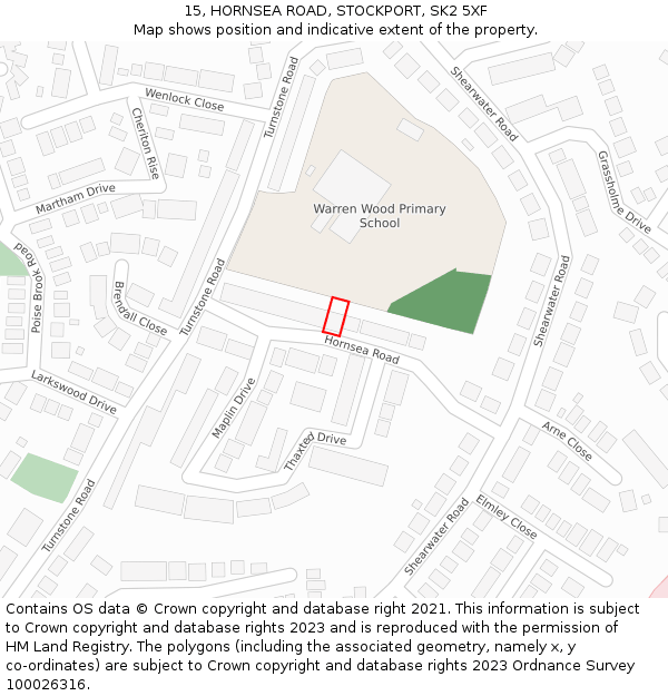 15, HORNSEA ROAD, STOCKPORT, SK2 5XF: Location map and indicative extent of plot