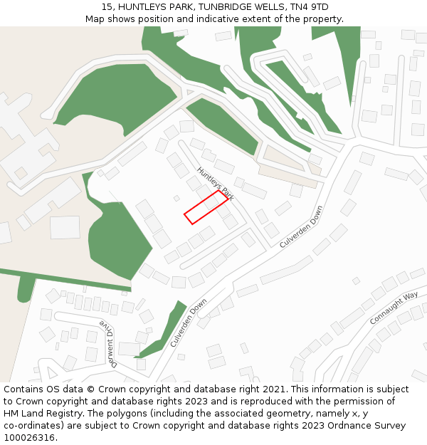 15, HUNTLEYS PARK, TUNBRIDGE WELLS, TN4 9TD: Location map and indicative extent of plot