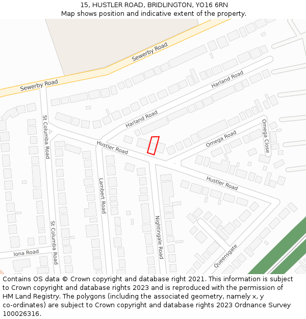 15, HUSTLER ROAD, BRIDLINGTON, YO16 6RN: Location map and indicative extent of plot