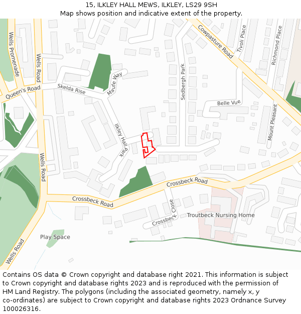 15, ILKLEY HALL MEWS, ILKLEY, LS29 9SH: Location map and indicative extent of plot