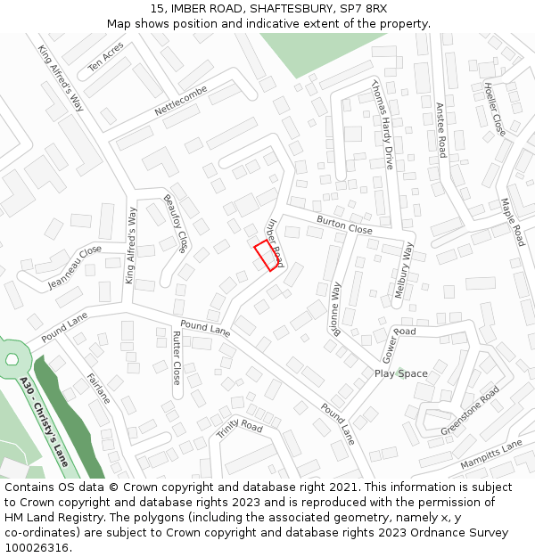 15, IMBER ROAD, SHAFTESBURY, SP7 8RX: Location map and indicative extent of plot