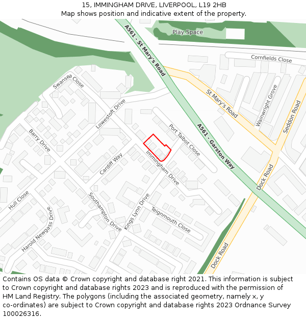 15, IMMINGHAM DRIVE, LIVERPOOL, L19 2HB: Location map and indicative extent of plot