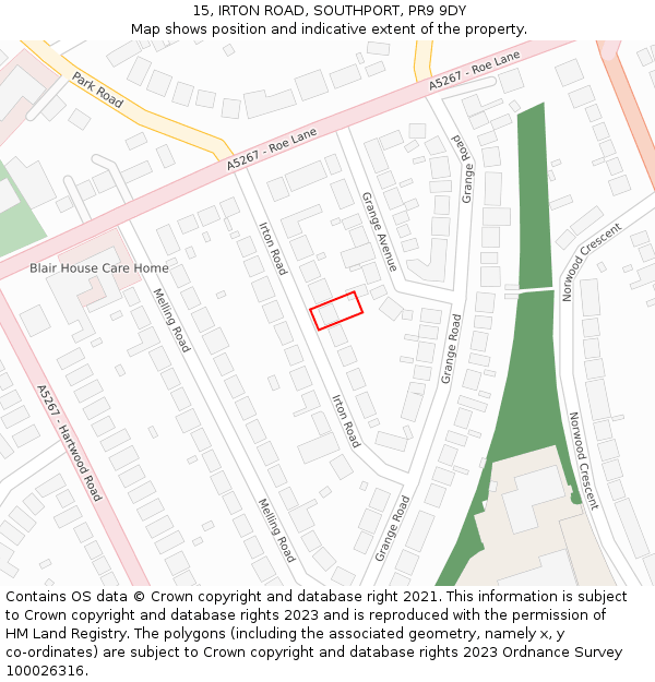 15, IRTON ROAD, SOUTHPORT, PR9 9DY: Location map and indicative extent of plot