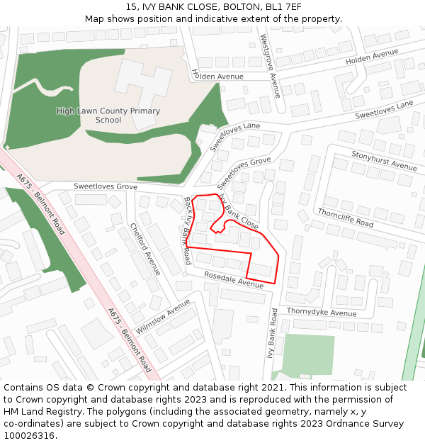 15, IVY BANK CLOSE, BOLTON, BL1 7EF: Location map and indicative extent of plot