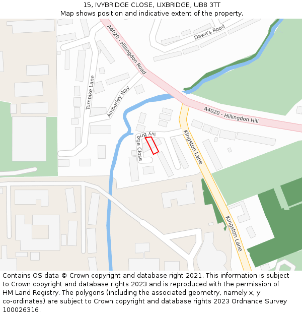 15, IVYBRIDGE CLOSE, UXBRIDGE, UB8 3TT: Location map and indicative extent of plot