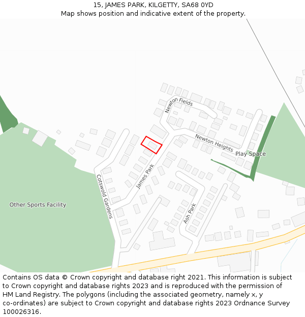 15, JAMES PARK, KILGETTY, SA68 0YD: Location map and indicative extent of plot