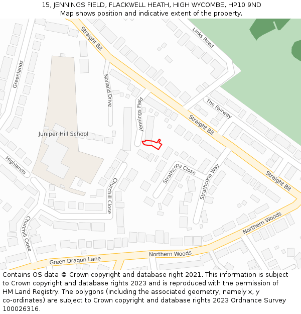 15, JENNINGS FIELD, FLACKWELL HEATH, HIGH WYCOMBE, HP10 9ND: Location map and indicative extent of plot