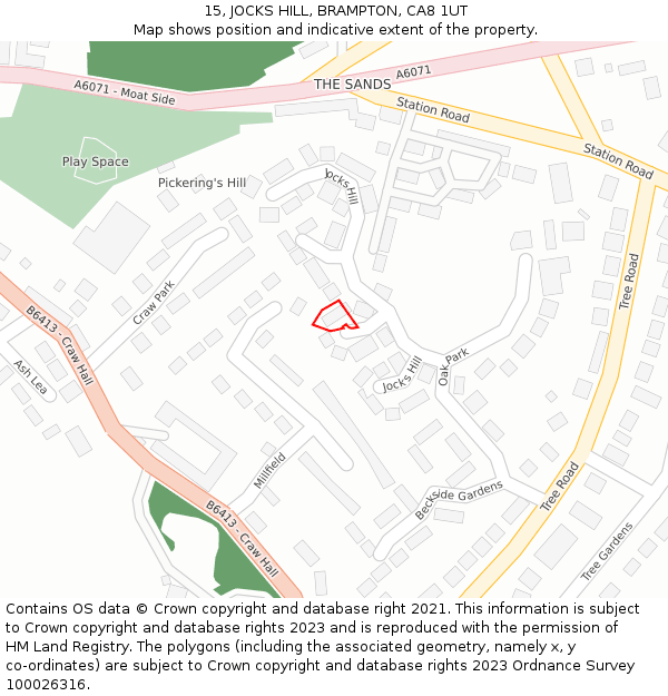 15, JOCKS HILL, BRAMPTON, CA8 1UT: Location map and indicative extent of plot