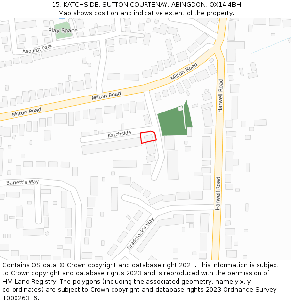 15, KATCHSIDE, SUTTON COURTENAY, ABINGDON, OX14 4BH: Location map and indicative extent of plot