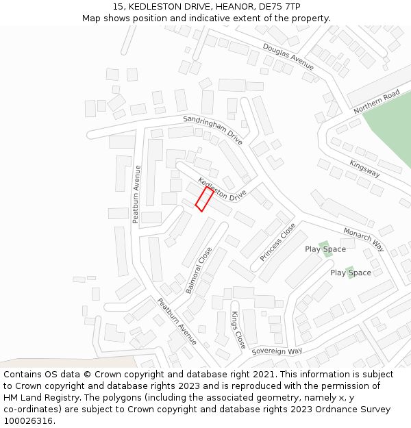 15, KEDLESTON DRIVE, HEANOR, DE75 7TP: Location map and indicative extent of plot