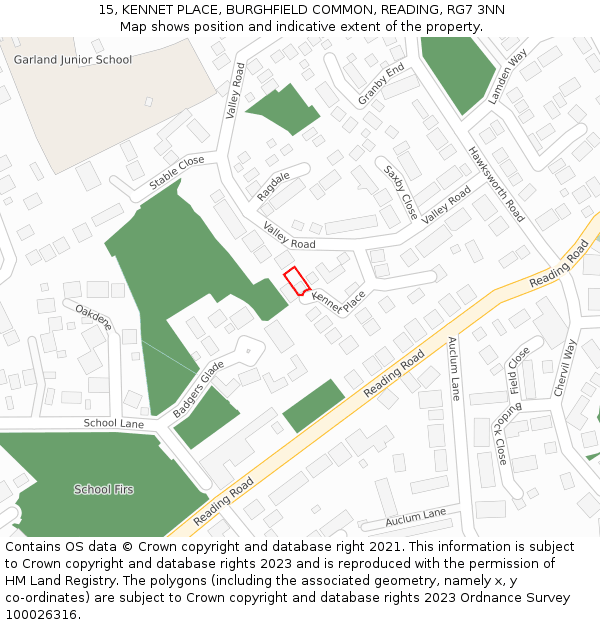 15, KENNET PLACE, BURGHFIELD COMMON, READING, RG7 3NN: Location map and indicative extent of plot