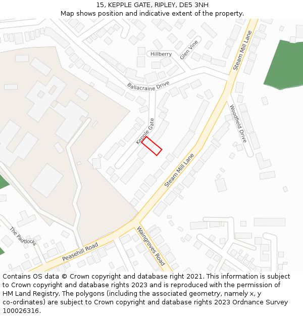 15, KEPPLE GATE, RIPLEY, DE5 3NH: Location map and indicative extent of plot