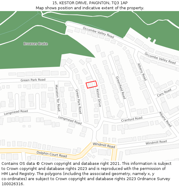 15, KESTOR DRIVE, PAIGNTON, TQ3 1AP: Location map and indicative extent of plot