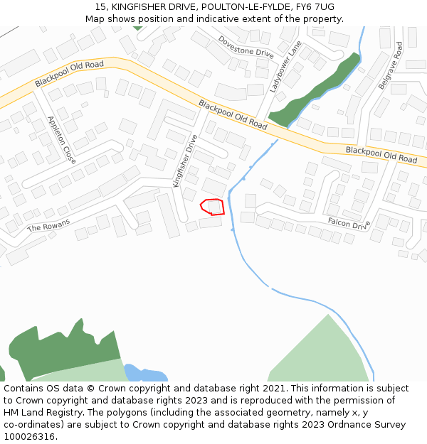 15, KINGFISHER DRIVE, POULTON-LE-FYLDE, FY6 7UG: Location map and indicative extent of plot