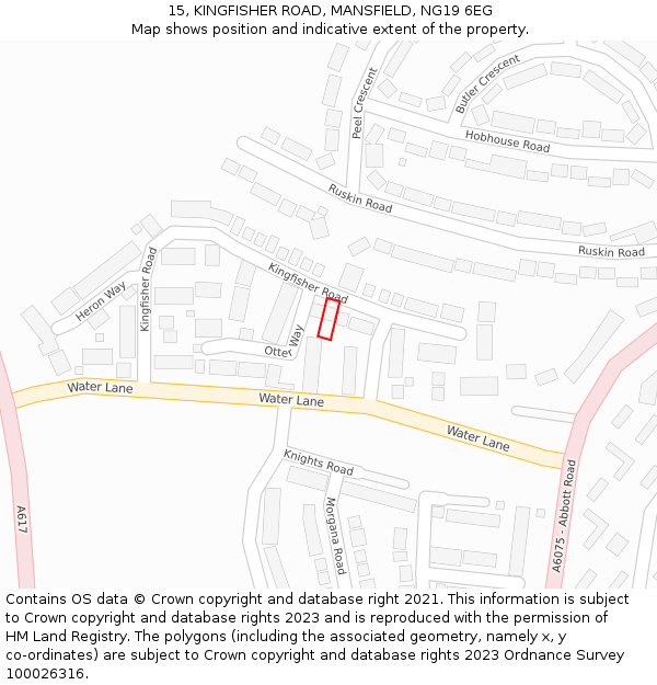 15, KINGFISHER ROAD, MANSFIELD, NG19 6EG: Location map and indicative extent of plot