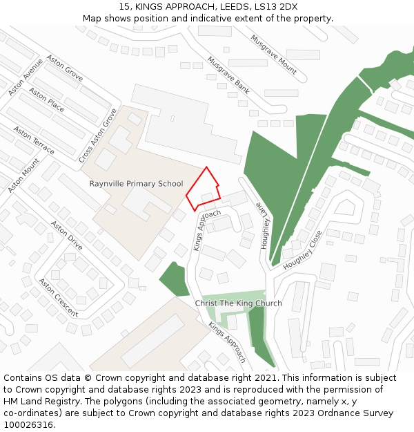 15, KINGS APPROACH, LEEDS, LS13 2DX: Location map and indicative extent of plot