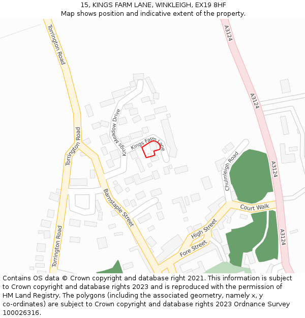 15, KINGS FARM LANE, WINKLEIGH, EX19 8HF: Location map and indicative extent of plot