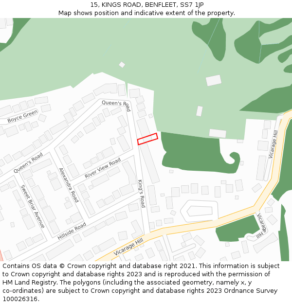 15, KINGS ROAD, BENFLEET, SS7 1JP: Location map and indicative extent of plot