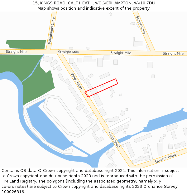 15, KINGS ROAD, CALF HEATH, WOLVERHAMPTON, WV10 7DU: Location map and indicative extent of plot