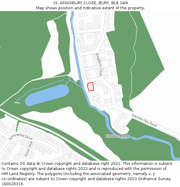 15, KINGSBURY CLOSE, BURY, BL8 1WA: Location map and indicative extent of plot