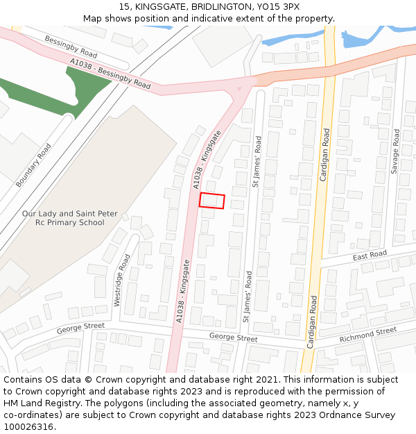 15, KINGSGATE, BRIDLINGTON, YO15 3PX: Location map and indicative extent of plot